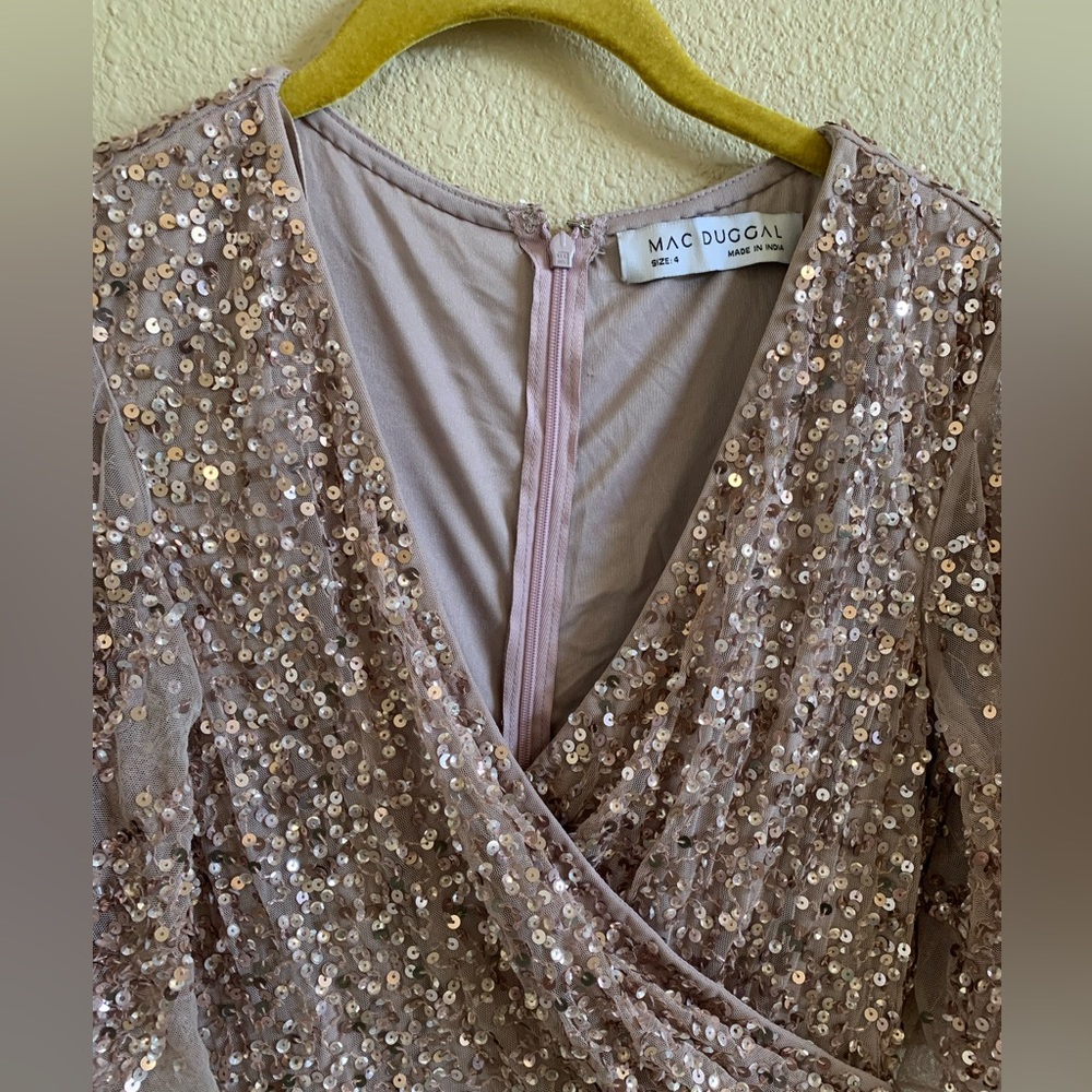 Mac Duggal SEQUINED BUTTERFLY SLEEVE HIGH LOW GOWN 93681 NWT (4)๐ด - Picture 7 of 13